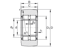 支撐型滾輪 NNTR50X130X65-2ZL, 滿裝滾子，軸向引導，兩側(cè)唇密封