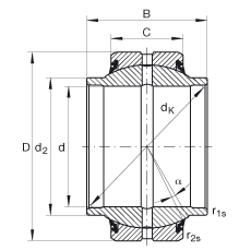 關節軸承 GE20-HO-2RS, 根據 DIN ISO 12 240-1 標準, 需維護，兩側唇密封