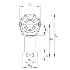 桿端軸承 GIKL22-PB, 根據(jù) DIN ISO 12 240-4 標(biāo)準(zhǔn)，帶左旋內(nèi)螺紋，需維護(hù)