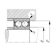 角接觸球軸承 30/7-B-2RSR-TVH, 雙列，雙側唇密封，接觸角 α = 25°