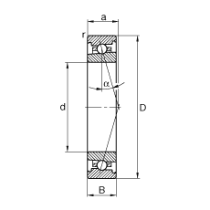 主軸軸承 HS71905-C-T-P4S, 調節，成對安裝，接觸角 α = 15°，限制公差