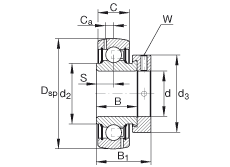 外球面球軸承 GRA010-NPP-B-AS2/V, 球面外圈，偏心鎖圈定位， 兩側(cè) P 型密封，英制孔